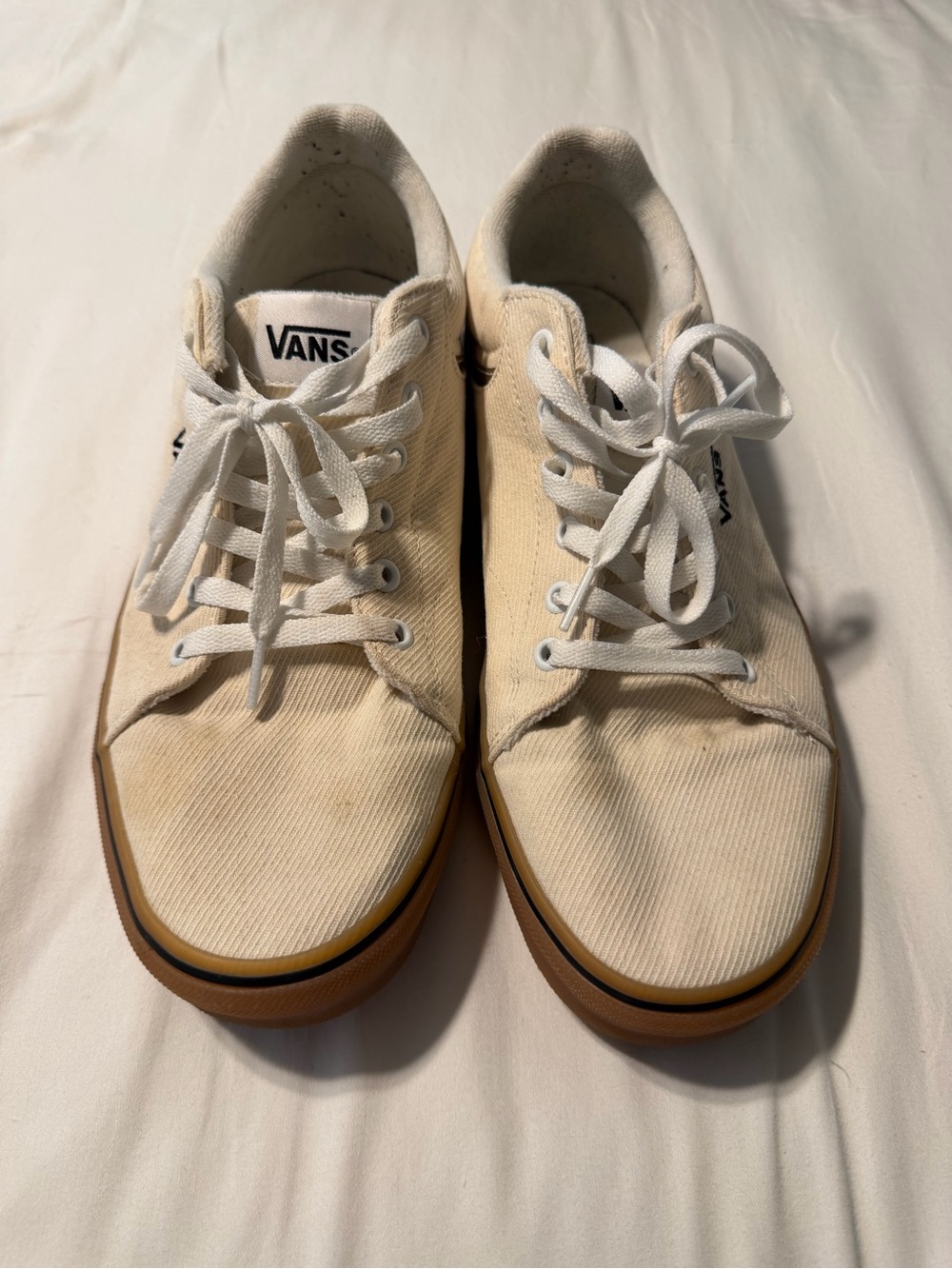 Vans Men’s Canvas Low-Top Sneakers in Cream with Gum Sole
